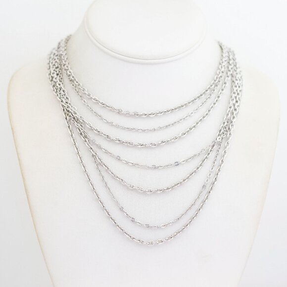 18 inch, Vintage Silver Tone Chains Multi-Strand Necklace by Avon - P1 - Picture 1 of 3